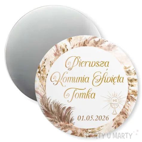 podziekowania na komunie dla gosci magnes boho personalizacja pamiatka imie data 5 6 cm