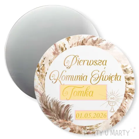 podziekowania na komunie dla gosci magnes boho personalizacja pamiatka imie data 5 6 cm