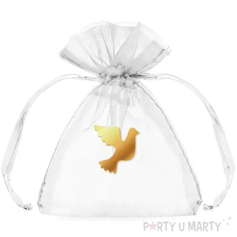 podziekowania na komunie woreczki golabek bialy 7 5 x 10 cm 5 szt