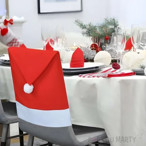 pokrowiec na krzeslo czapka swietego mikolaja 60x48 cm carnivaltoys