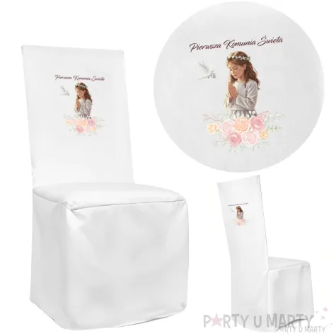 pokrowiec na krzeslo komunia swieta dziewczynka w albie