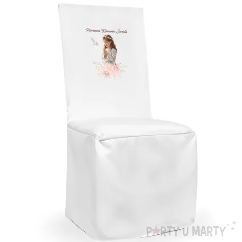 pokrowiec na krzeslo komunia swieta dziewczynka w albie