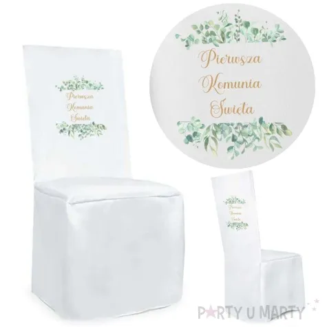 pokrowiec na krzeslo komunia swieta eukaliptus beauty