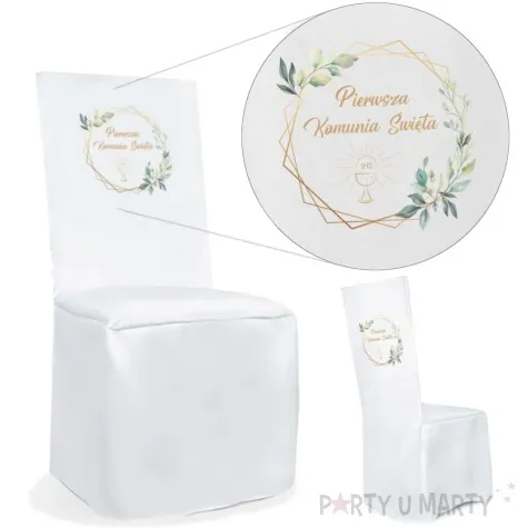 pokrowiec na krzeslo komunia swieta mietowa geometria