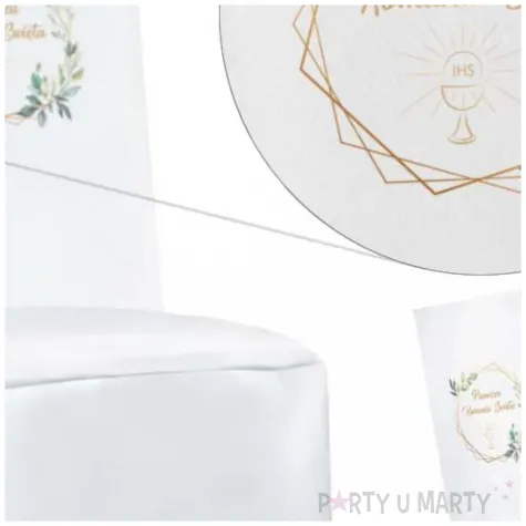 pokrowiec na krzeslo komunia swieta mietowa geometria