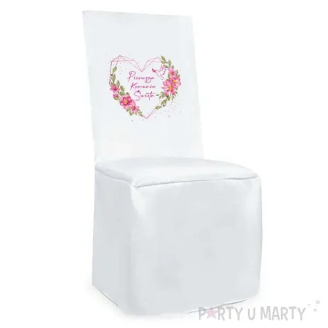 pokrowiec na krzeslo komunia swieta rozowe serce