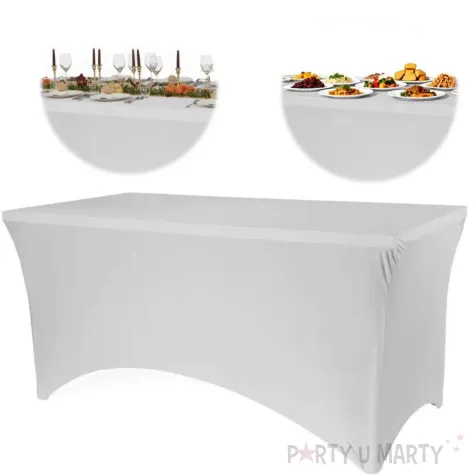 pokrowiec na stol bankietowy dekoracja na urodziny wesele komunie kolacje bialy 183x76x74 cm