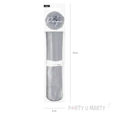 pompon bibulowy classic szaro srebrny partypal 15 cm