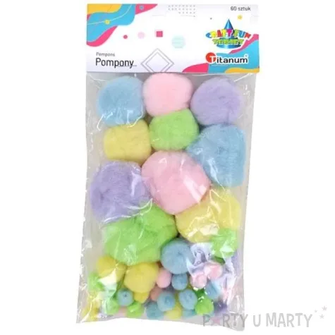 pompony dekoracyjne akrylowe titanum 60 szt