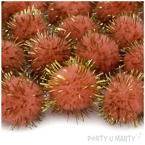 pompony dekoracyjne pluszowe igielki pomaranczowe 20 szt