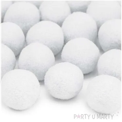 pompony dekoracyjne pluszowe partydeco bialy 20 szt
