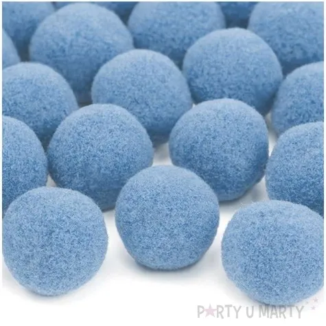 pompony dekoracyjne pluszowe partydeco blekitne jasne 20 szt
