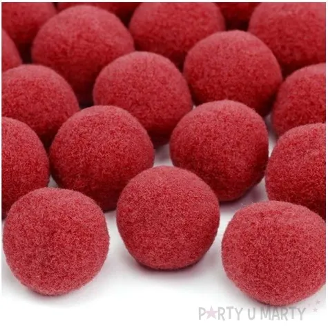 pompony dekoracyjne pluszowe partydeco czerwone 20 szt