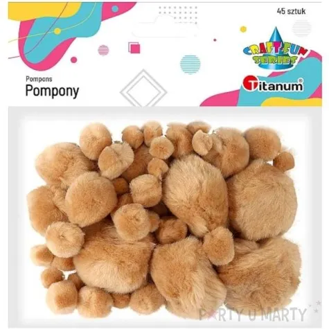 pompony pluszowe akrylowe bezowy mix titanum 12 50 mm 45 szt