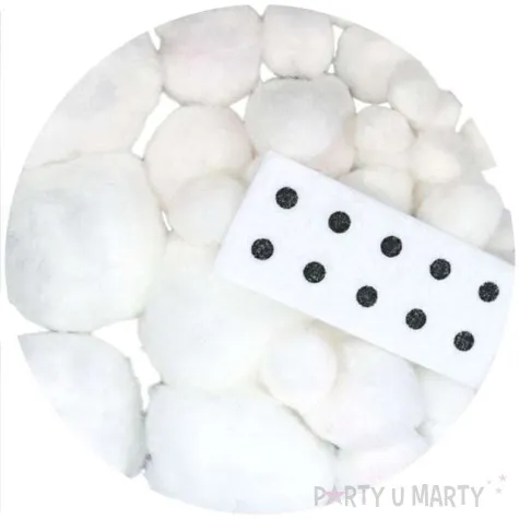 pompony pluszowe akrylowe biale titanum 11 53 mm 45 szt