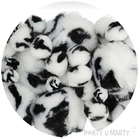 pompony pluszowe akrylowe cetki bialo czarne titanum 10 50 mm 45 szt