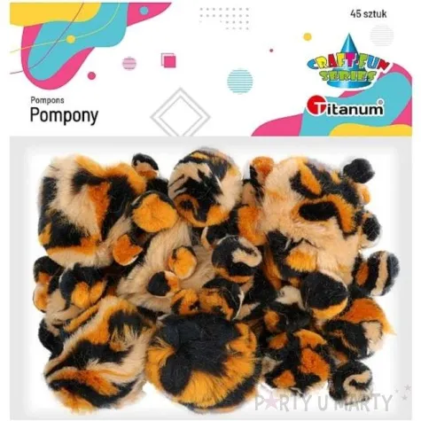 pompony pluszowe akrylowe cetki czarno brazowe titanum 12 53 mm 45 szt