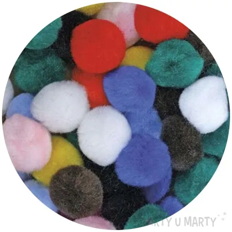 pompony pluszowe akrylowe classic mix titanum 15 mm 80 szt