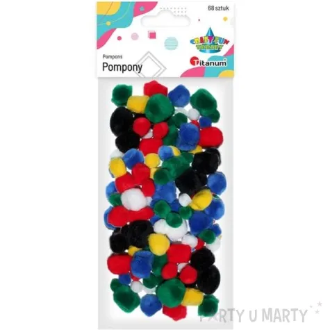 pompony pluszowe akrylowe mix titanum 10 24 mm 68 szt