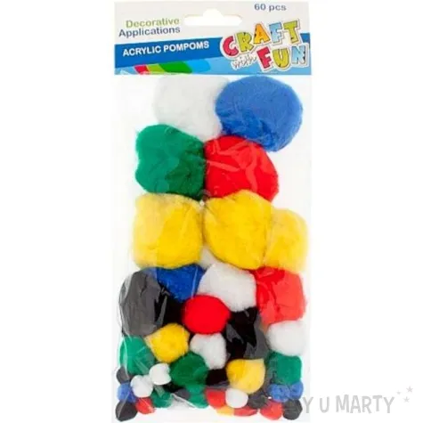 pompony pluszowe akrylowe mix titanum 10 mm 60 szt