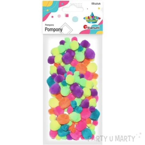 pompony pluszowe akrylowe neonowe mix titanum 10 24 mm 68 szt