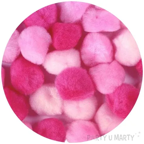 pompony pluszowe akrylowe rozowy mix titanum 25 mm 30 szt