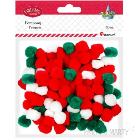 pompony pluszowe akrylowe swiateczne mix titanum 20 mm 80 szt