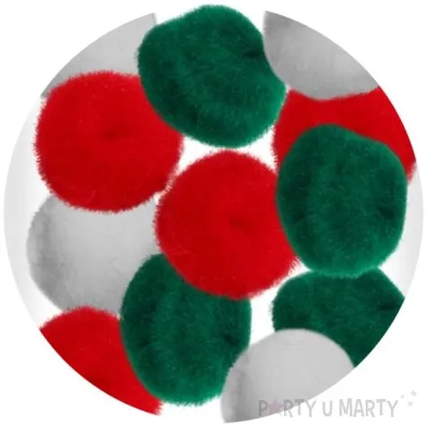pompony pluszowe akrylowe swiateczne mix titanum 35 mm 12 szt