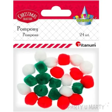 pompony pluszowe akrylowe swiateczny mix titanum 12 mm 24 szt