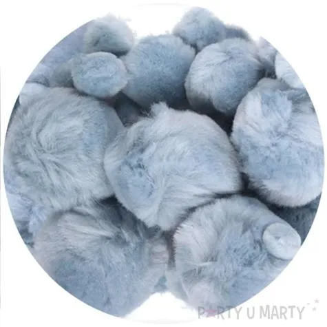 pompony pluszowe akrylowe szare jasne titanum 11 50 mm 45 szt