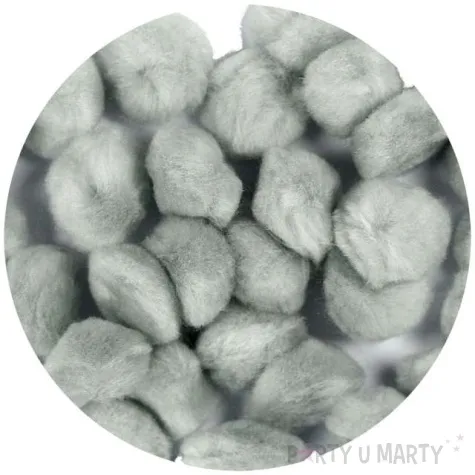 pompony pluszowe akrylowe szare titanum 25 mm 30 szt
