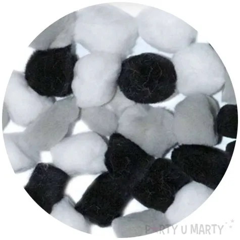 pompony pluszowe akrylowe szaro czarne titanum 25 mm 30 szt