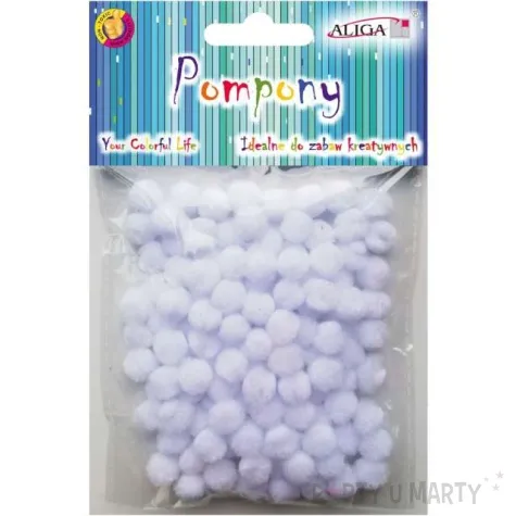 pompony pluszowe classic biale aliga 10 mm 120 szt