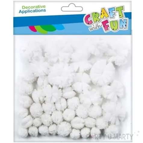 pompony pluszowe classic biale titanum 10 25 mm 43 szt