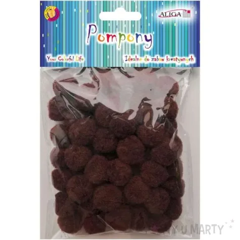 pompony pluszowe classic brazowe aliga 20 mm 60 szt