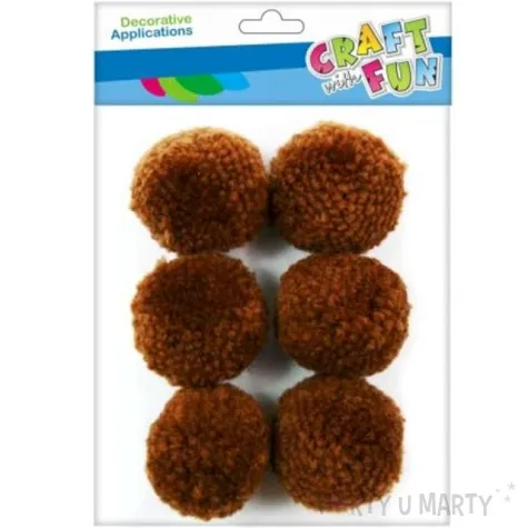 pompony pluszowe classic brazowe titanum 45 mm 6 szt