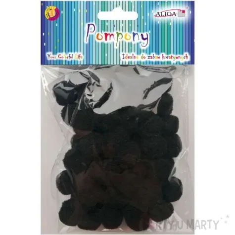 pompony pluszowe classic czarne aliga 20 mm 60 szt