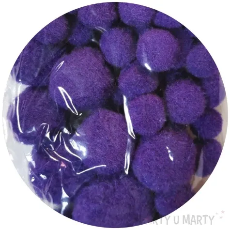 pompony pluszowe classic fioletowe aliga 15 50 mm 80 szt