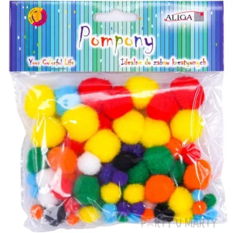 pompony pluszowe classic mix aliga 10 25 mm 78 szt