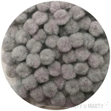 pompony pluszowe classic szare aliga 10 mm 120 szt