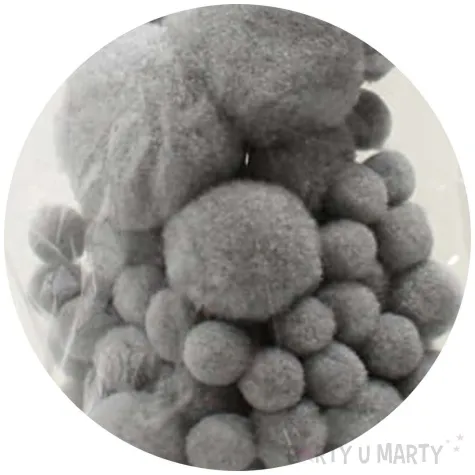 pompony pluszowe classic szare aliga 15 50 mm 80 szt