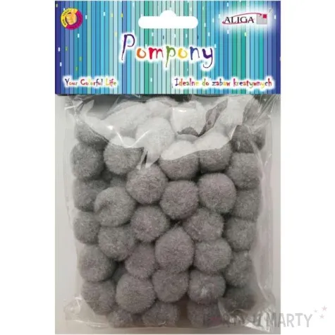 pompony pluszowe classic szare aliga 20 mm 60 szt