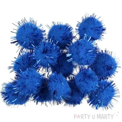 pompony pluszowe metalizowane chabrowe niebieskie titanum 18 mm 15 szt