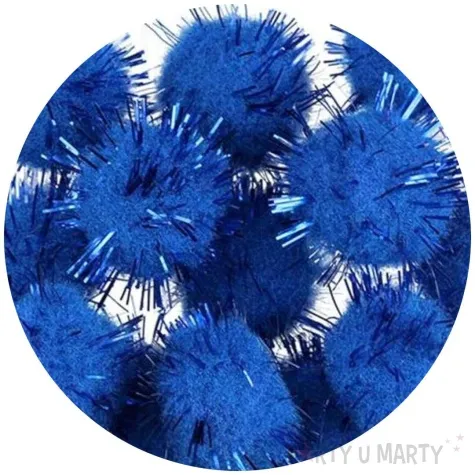 pompony pluszowe metalizowane chabrowe niebieskie titanum 18 mm 15 szt