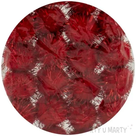 pompony pluszowe metalizowane czerwone aliga 25 mm 24 szt