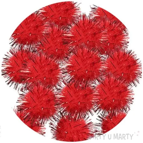 pompony pluszowe metalizowane czerwone titanum 18 mm 15 szt
