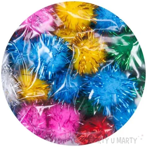 pompony pluszowe metalizowane mix aliga 25 mm 25 szt