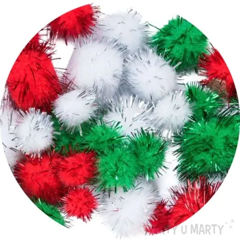 pompony pluszowe metalizowane mix brewis 10 15 20 25 mm 40 szt