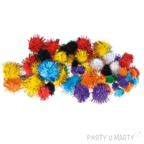 pompony pluszowe metalizowane mix brewis 10 25 mm 78 szt