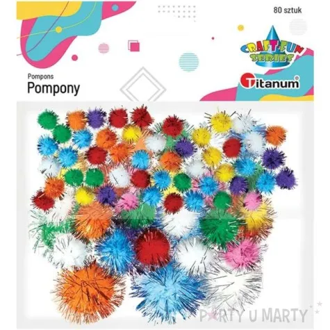 pompony pluszowe metalizowane mix titanum 10 40 mm 80 szt